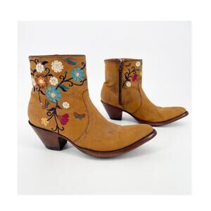 Old Gringo Women's 8 Catlyn Brass Tan Floral Butterfly Cowgirl Western Boots